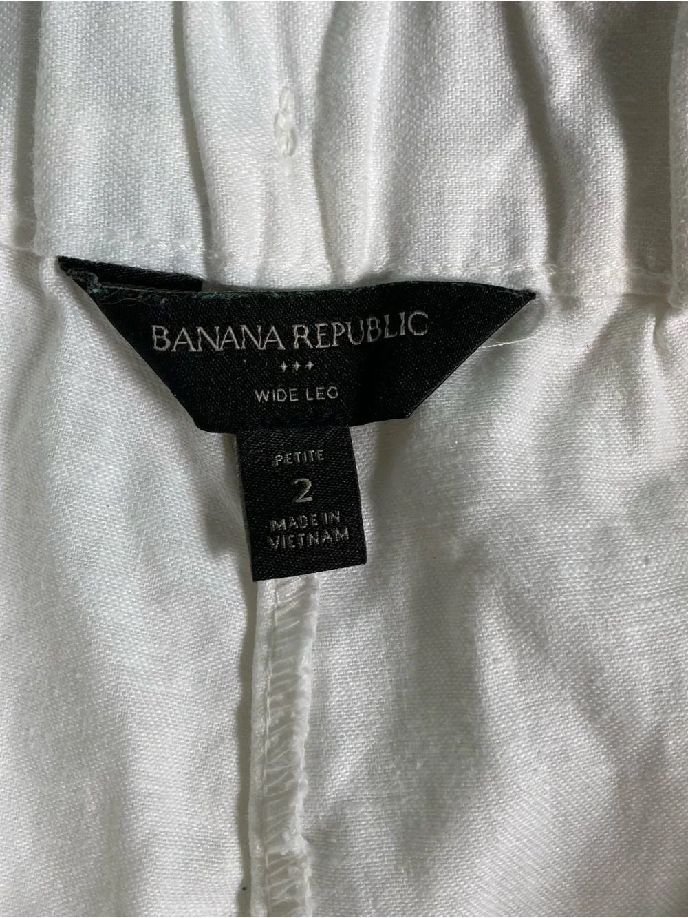 Banana Republic White Linen Wide Leg Trouser Pants white sz 2 beach coastal Boho